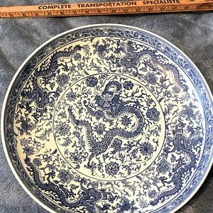 Qianlong Marked 14.5 inch bowl/ Dragon Decor Bowl